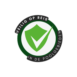 Logo met de tekst 'Veilig op reis in de poolgebieden' en een groene vink in een schild.